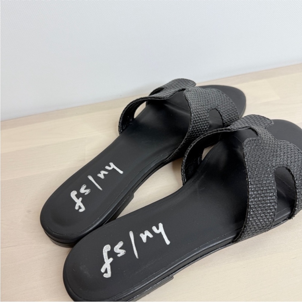 French Sole Charcoal Woven Sandals